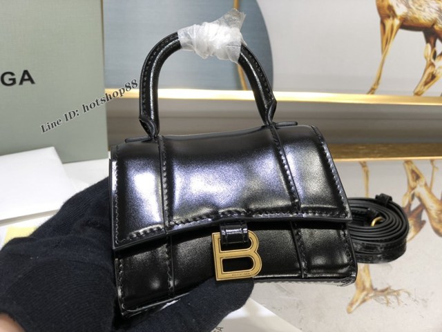 Balenciaga專櫃爆款升級版黑色平紋漏包 巴黎世家mini Hourglass沙漏包 fyj1109